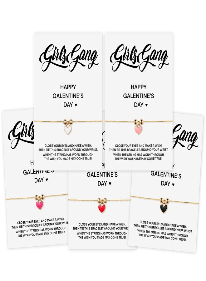 Ferreve 5 Pack Galentines Day Gifts Bulk Heart Friendship Bracelets Adjustable Valentines Day Gifts Party Favors for Friends Women (Exquisite Style) - Image 1